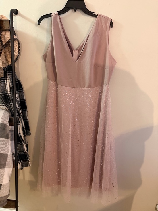SHEIN Dresses & Skirts - NWOT SHEIN Curve 1XL/14 Rose Gold sleeveless party mid dress with sheer fabric.